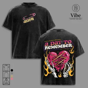 A Day To Remember Vintage Heart Graphic T-Shirt Pop Punk Band Tee, Broken Love Flame Artwork Streetwear Shirt, Premium Cotton Unisex Graphic Tee