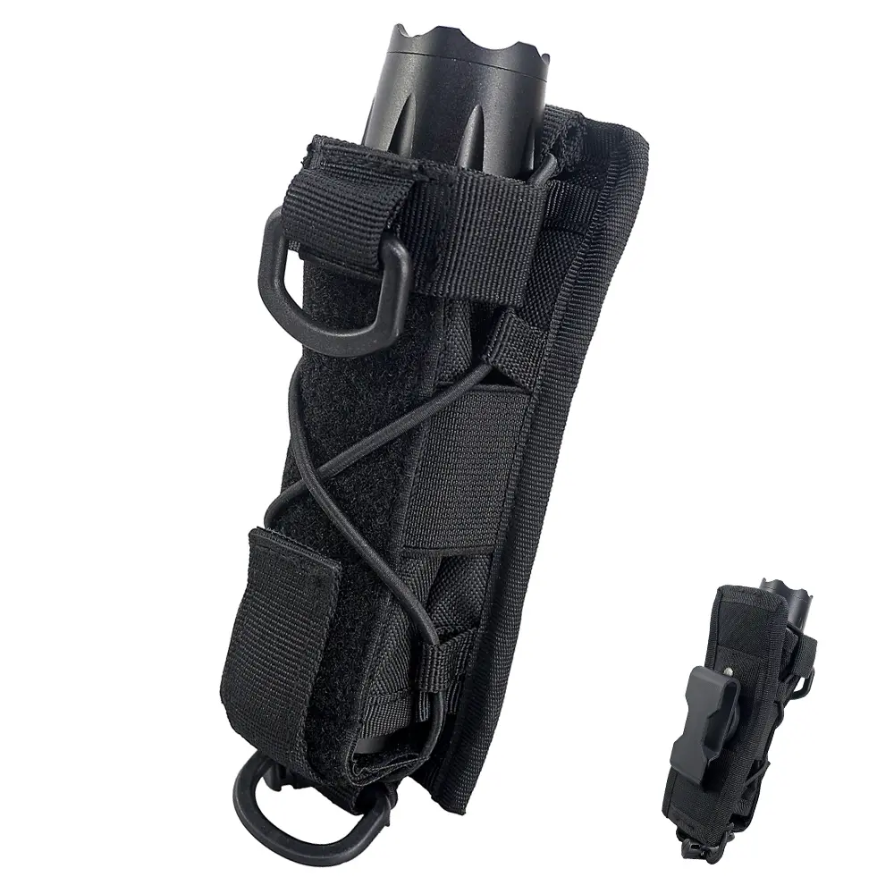 Rotatable Flashlight Holster, Adjustable Tactical Torch Holder Heavy Duty Belt Pouch with Revolvable Clip