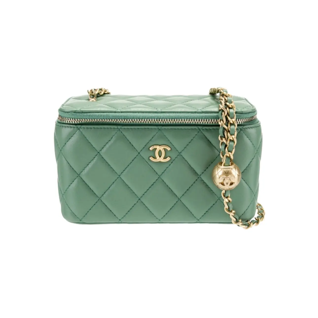 Pre-owned CHANEL Lambskin Shoulder Bags BJ110MC050145 Vanity Mini Green Mirco Chip Version