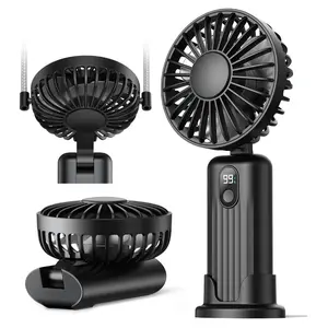 1pc Mini Portable Handheld Fan, Adjustable 4 Speeds, 2400mah USB Rechargeable, with Lanyard, Indoor Outdoor Use