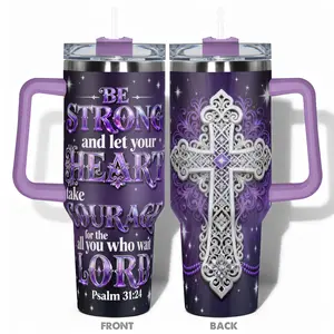1pc Stainless Steel Cup 40oz/30oz/22oz/20oz/14oz Water Bottle, Hydration Tumbler Funny Design With Christian Cross Double-layer insulation Leakproof Large Capacity, Needed for Gym, Hiking, Travel Ideal Birthday Christmas Gift Hall