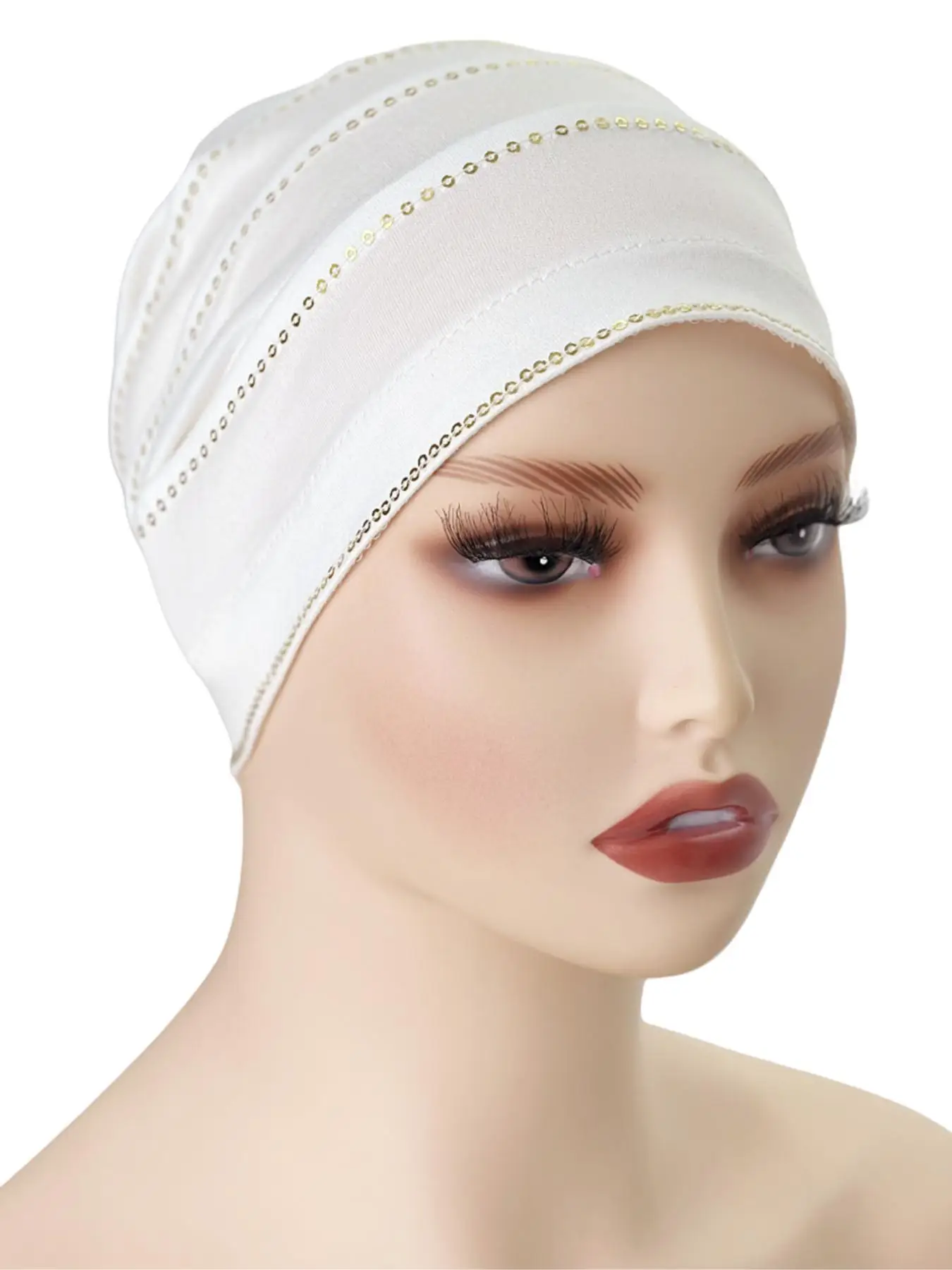 Women's Contrast Sequin Instant Hijab, Modest Elastic Hair Cap, Fashion Head Wrap for Daily Wear, Fashionable Hair Accessories for Women & Girls
