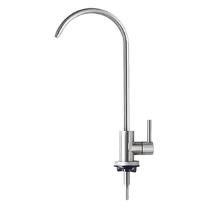 Kitchen 1/4" single cold water purifier faucet, 304 stainless steel, for home water purifiers, direct drinking faucet, rotatable
