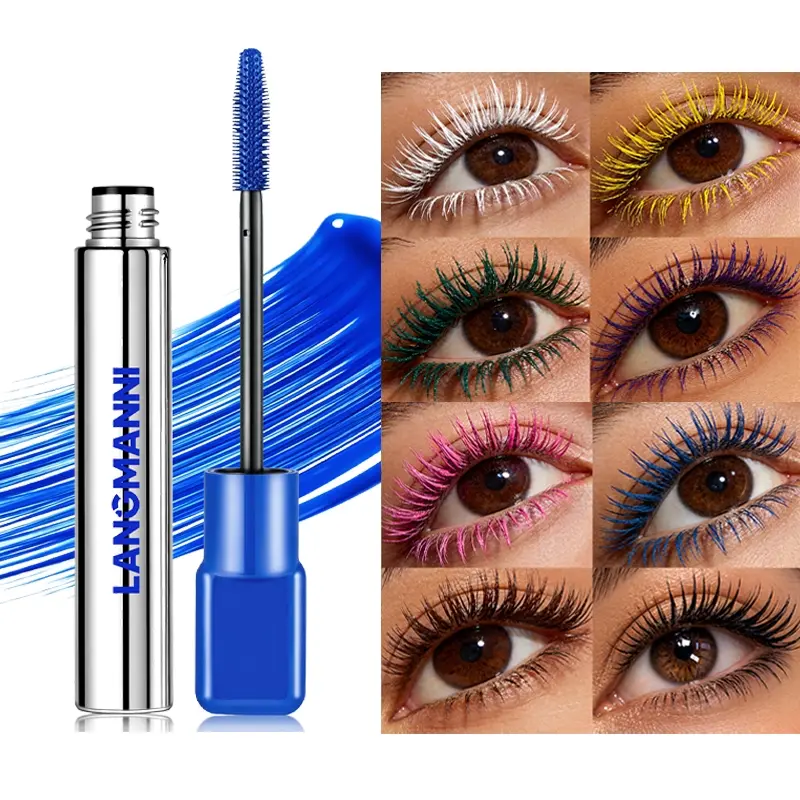 Lengthening Colored Eyelash Mascara Smudge Resistant Waterproof Durable Wear Fine Silicone Brush Vivid Color Shade for Daily Festival Party Eye Makeup