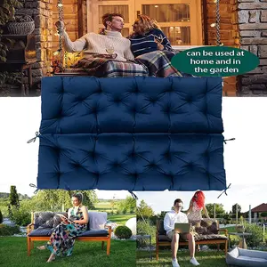 2024 New 2-3 Seat Outdoor Swing Cushions Replacement, Waterproof Porch Swing Cushions Non-Slip Overstuffed Swing Pad, Indoor Outdoor Bench Cushion For Garden Patio (Dark Blue 60x40in)