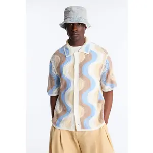 Desert Daze Crochet Short Sleeve Button Up Shirt - Multi Color