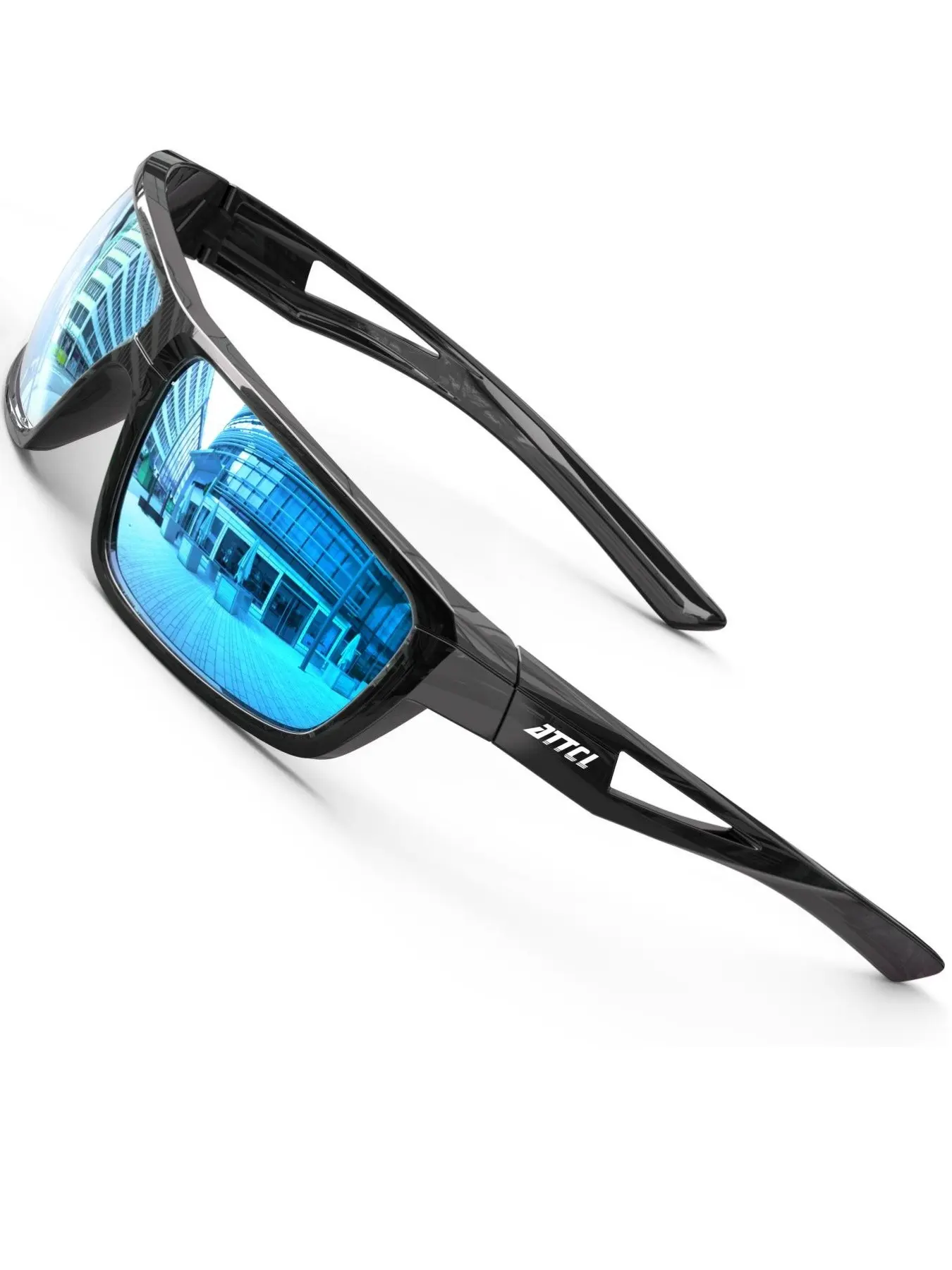 ATTCL Polarized Outdoor Sports Sunglasses Men Sports: UV Protection Lightweight TR90 Frame Anti-Slip Wrap-Around for Driving Fishing Golf Lightweight Sports Shades