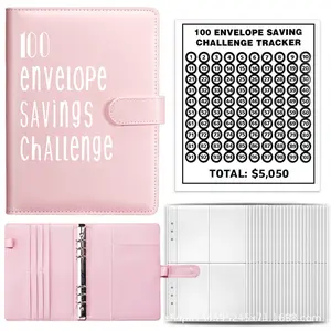 A5 Money Saver Budget Binder, Pink 100-Days Cash Envelope Challenge Set with Labeled Envelopes, Fun Simple Way to Save $5,050