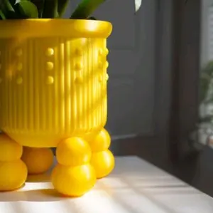 3D-Printed Whimsical Yellow Planter
