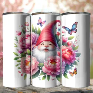 Spring Time Gnome 20oz Stainless Steel Tumbler with Lid and Straw