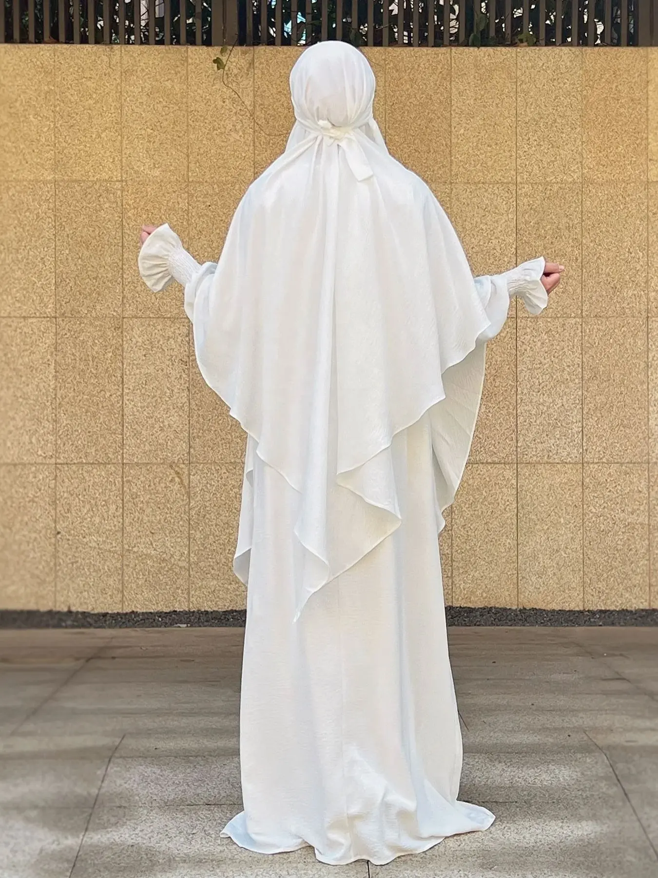 Women's Long Layered Scarf Shawl, Islamic Prayer Headscarf Khimar Gamis Syar'i, Modest Abaya for Daily Wear, Plain Color Robe Hijabs