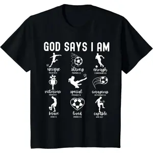 God Says I Am Christian Bible Verse Religious Soccer Player T-Shirt