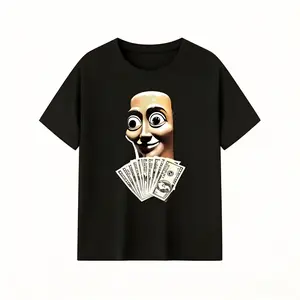 Unisex Black Funny Money Mask Meme Graphic Tee - Trending Weirdcore Unhinged Streetwear Top