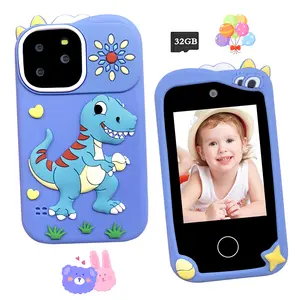Dinosaur Smartphone Toy for Boys & Girls, Christmas Easter Birthday Gift for 3-9 Year Old Kids, Mini Portable Smartphone Toy with 2.8 Inch Touch Screen, 18 Learning Games, Dual Camera & Music Player, Includes 32GB SD Card