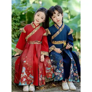Girls' Chinese Tang Suit & Hanfu - Traditional with Stand Collar/Flag Collar, Ethnic Cultural Events, Performances, - Machine Washable Authentic Ancient Robe Chinese Attire (Boys & Girls)