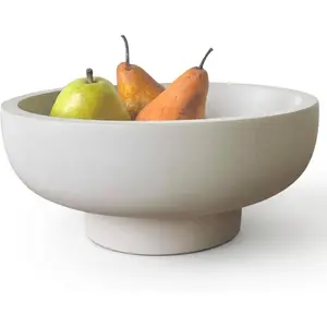 Concrete Fruit Bowl for Kitchen Counter - Large Decorative Bowls for Home Decor - Modern Key Bowl for Entryway Table - Pedestal Bowl for Keys