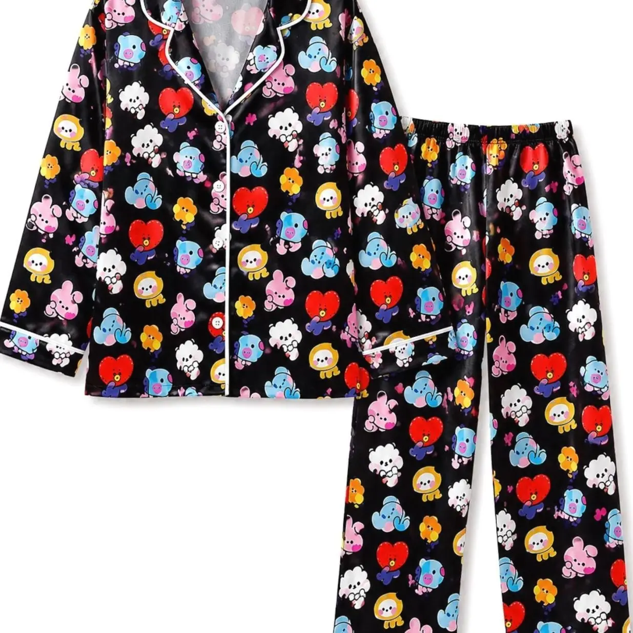 Women's Kpop World Tour 2026 Satin Pajama Set, Concert Inspired Silky Short Sleeve PJs, Cute Fan Gift, Aesthetic Lounge Sleepwear