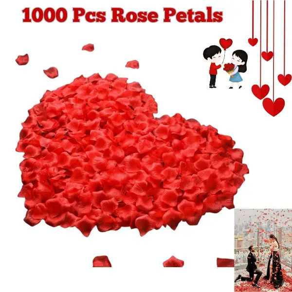 1000PCS Red Rose Petals for Wedding, Valentine’s Day, Anniversary, Romantic Party Decorations & Special Occasions