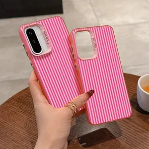Stripeds Pink on Pinks phone case for Samsung Galaxy A56 A26 A36 A55 A35 A06 A16 A05 A14 A24 A34 A54 A15 A05S A25 A23 A33 A53 A73 A13 4G 5G  Anti fall frosted back cover