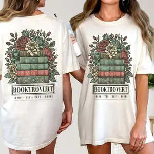 Wildflower Booktrovert T-Shirt, Gift For Librarian, Book Club Sweatshirt, Bookish Introvert Hoodie, Book Lover Tee