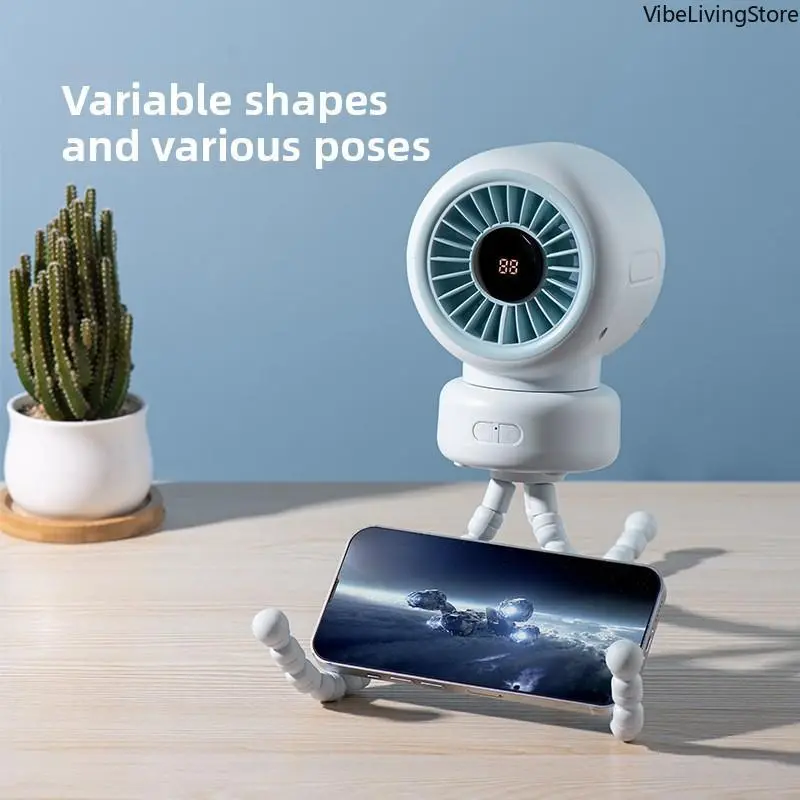 Flexible Octopus Style Bag Accessory - Quiet Portable Rechargeable USB Fan with Clip-On Design & LED Light for Strollers or Desktops, Portable Rechargeable Fan, Usb Fans