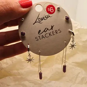 Glitz 4-piece Semi-precious Amethyst Stone Earrings Set clan earrings stacked lobe eardrops earring earring jewelry