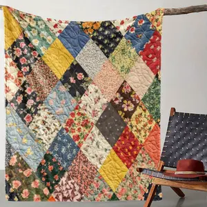 Vibrant Bohemian Floral Patchwork Quilt