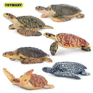 TOYMANY 6PCS Realistic Look Plastic Sea Turtle Figurines Set, Ocean Animal Action Figures, Age 3+ Educational Toys, Cake Toppers, Christmas Birthday Gift for Toddlers