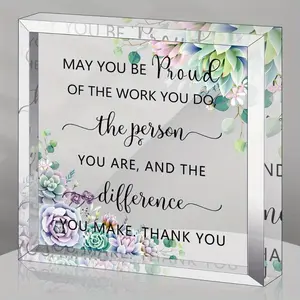 Coworker Gift Acrylic Friend Gift Birthday Retirement Goodbye Farewell Gift for May You Be Proud of The Work You Do Sign for Employee Gift Inspirational Paperweight Keepsake (Bright Style)