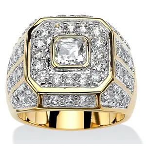 Men's Inlaid Rhinestone Party Ring, Hip Hop Trend, Exquisite Men's Accessory Jewelry Ornament For Daily Wear For Banquet Party Holiday Birthday Anniversary Gift Titanium