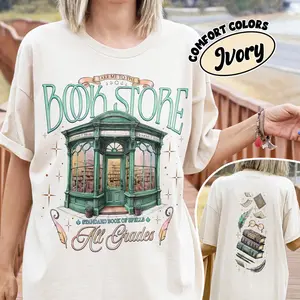 Comfort Colors Wizard Book Shop Shirt, Take Me To The Book Store Tee, Bookseller Wizarding HP World, Book Lover Top Womenswear Tshirt Streetwear Cotton Embroidered