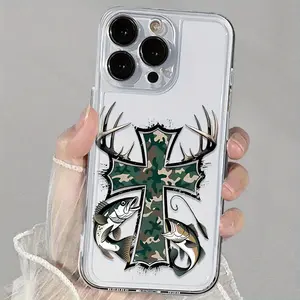 Hunting Cross Fish Design Themed Phone Case Premium Matte Texture, Protection, Shockproof, Anti-Drop, Anti-Fingerprint For IPhone 17-12, Pro Max, Pro Protection Safety