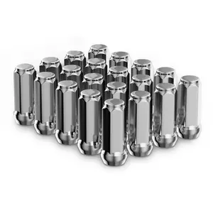 20PCS 1.89 inch Chrome 1/2-20 Closed End Bulge Acorn Lug Nuts-Cone Seat-19mm Hex One-Piece Wheel Lug Nut For Bronco, Mustang, Ranger, Safari, YJ, TJ, KJ, KK, ZJ, WJ, WK, XK, MJ, XJ