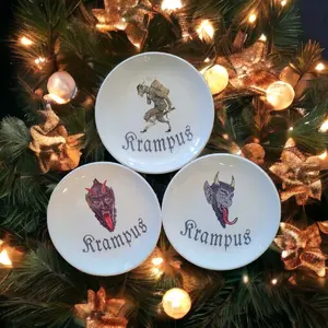 Krampus holiday plate set Krampusnacht party holiday gift