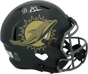 De'Von Achane Miami Dolphins Autographed Riddell Speed 2025 Salute To Service Replica Helmet - Fanatics Authentic Certified