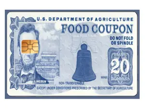 Custom Food Stamp Debit Credit Card Skin Decals Stickers Water Resistant Tear Scratch Resistant Matte Laminate Design Personalized Food Coupon Cardskin