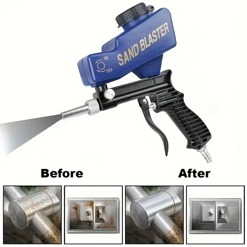 Ergonomic Handle Portable Sandblaster for Paint Removal & Rust Cleaning, Suitable for Wood Metal Car DIY Abrasive Blasting Tool