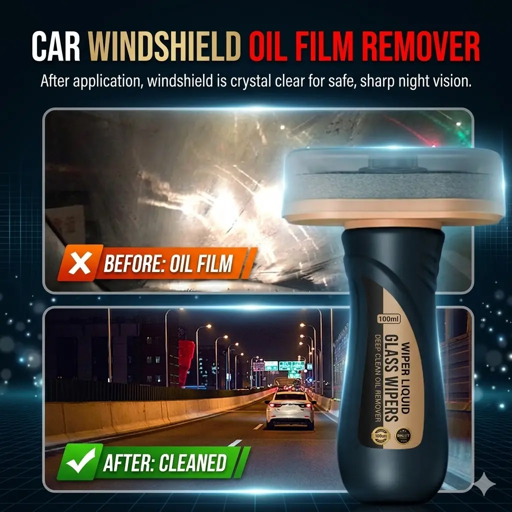 Windshield Oil Film Eraser Wand - All-in-One Pro Kit with Glass Cleaning Emulsion Formula and Sponge - The Ultimate Streak-Free Solution to Prep for Rain Repellents
