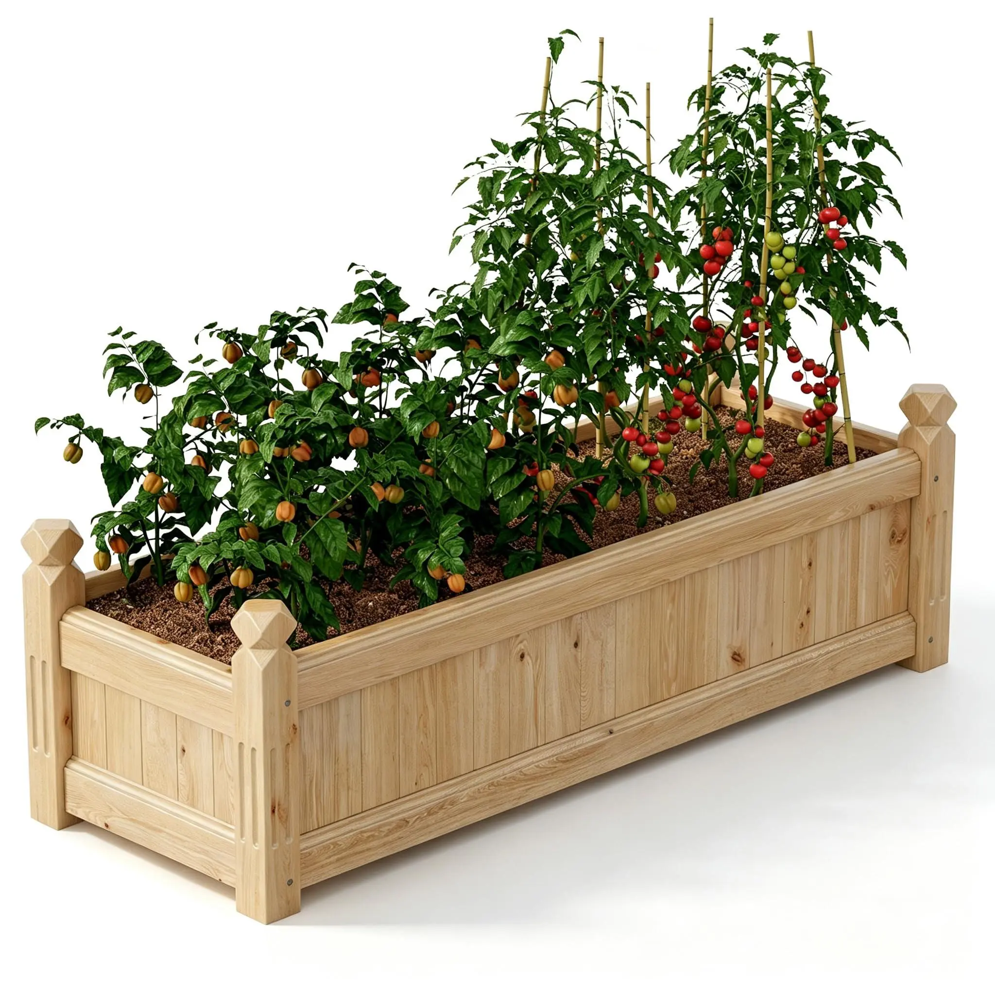 43x15x13 Inch Wooden Raised Garden Planter Box, Above-Ground Outdoor Plant Trough for Flowers and Vegetables for Backyard Lawn and Patio