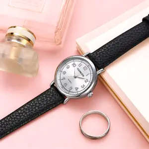 CAINUOS Women's Petite Analog-Digital Round Quartz Watch - PU Leather Strap, Multiple Colors, Elegant Small Dial, Fashionable Ladies' Timepiece
