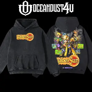 OceanDust4U Video Games 'Golden Sun' Hoodie 100% Premium Cotton Oversized Fit Pre-Washed Classic Top American Made Unisex 230gsm Heavyweight