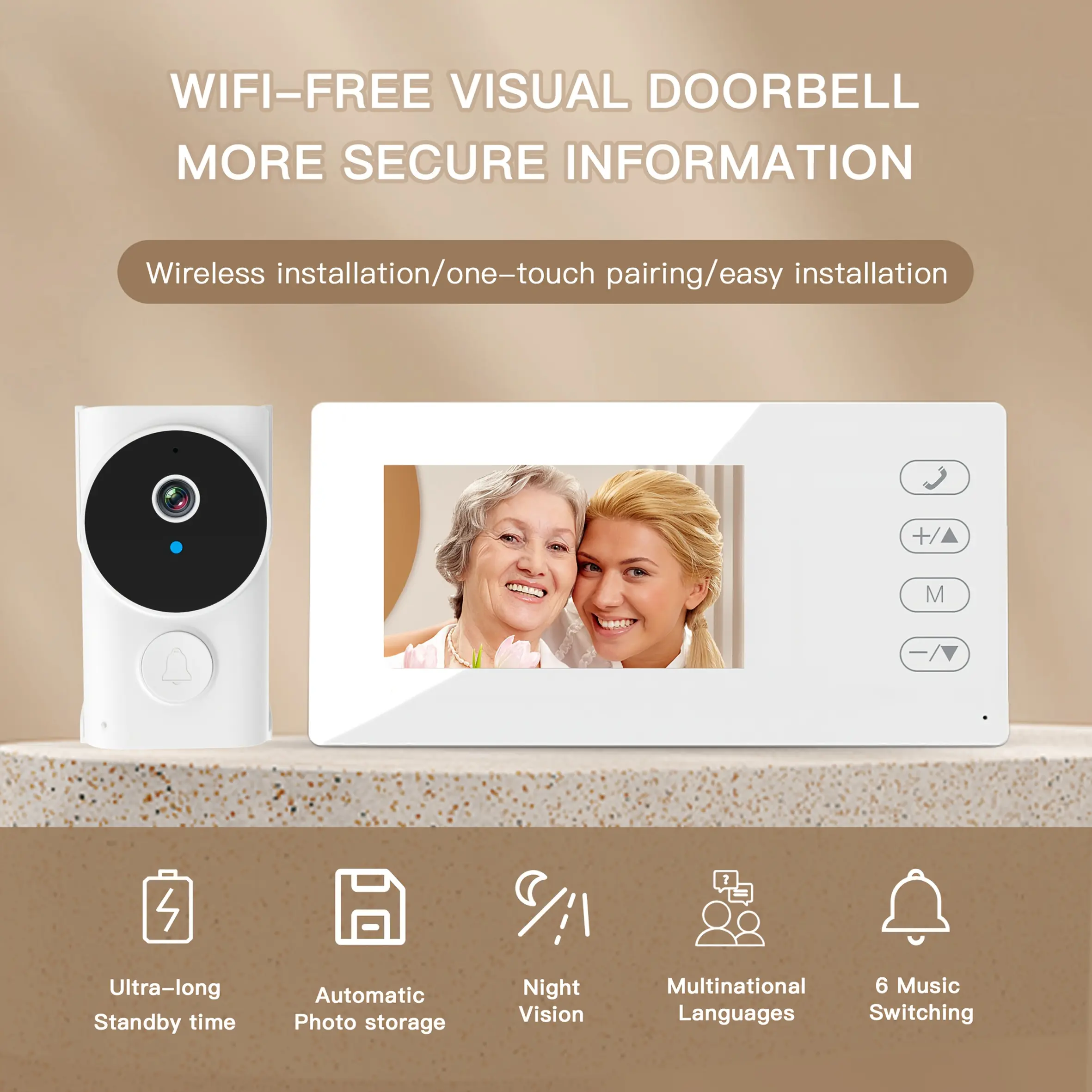 2026 Upgraded No WiFi Video Doorbell with Screen - 1080P Waterproof Wireless Security Camera, No App, No Monthly Fees, 2-Way Talk, Night Vision, Video Intercom