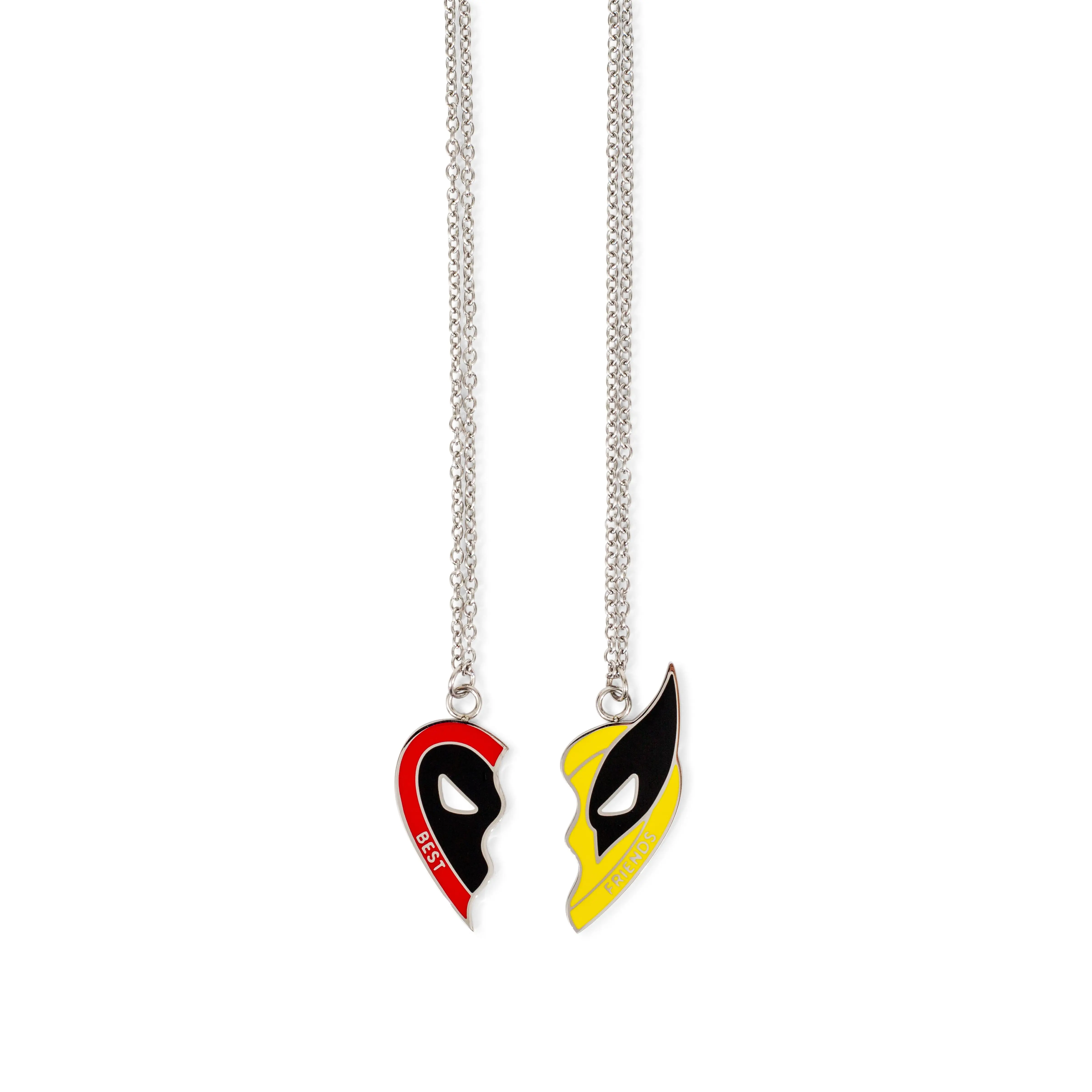 Officially Licensed Marvel Studios Deadpool & Wolverine Costume Jewelry Necklace Set - 2-Piece Enamel Pendant Friendship Necklace, Toynk Exclusive Collectible
