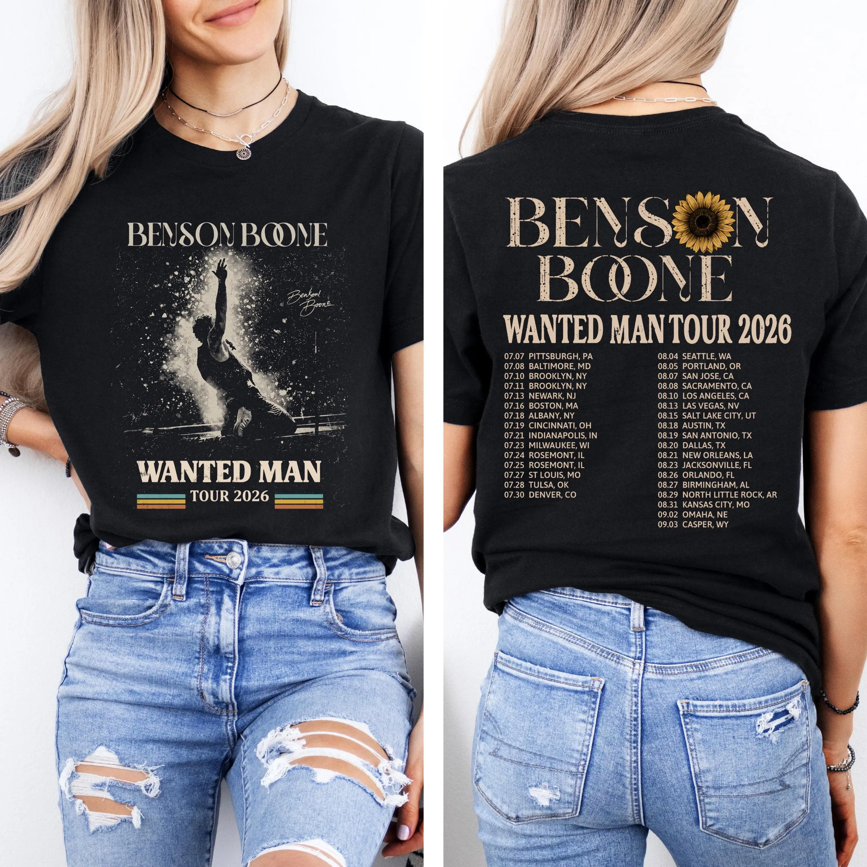 Benson Bone Shirt, Wanted Man Tour 2026 T-Shirt, Retro Music Concert Tee, Fan Merch Souvenir, Vintage Style Graphic Tee, Gift for Fans