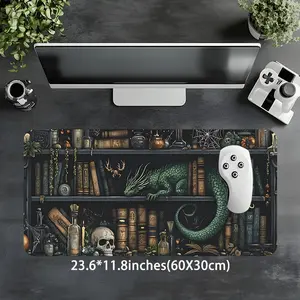 Viral Dark Witchy Library Mouse Pad, Mystic Dragon Desk Mat, Oversized Non-Slip Gaming/Office Pad, Gaming Desk Accessory, Enchanted Gothic Aesthetic Decor, Smooth Surface for Daily Use, Magical Vibe Desk Setup