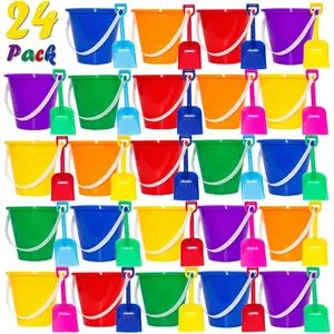 5.28'' Inch Sand Beach Buckets Pail with Shovels Sand Water Pail for Beach Fun Great Summer Party Accessory (24 Buckets+24 Shovels)