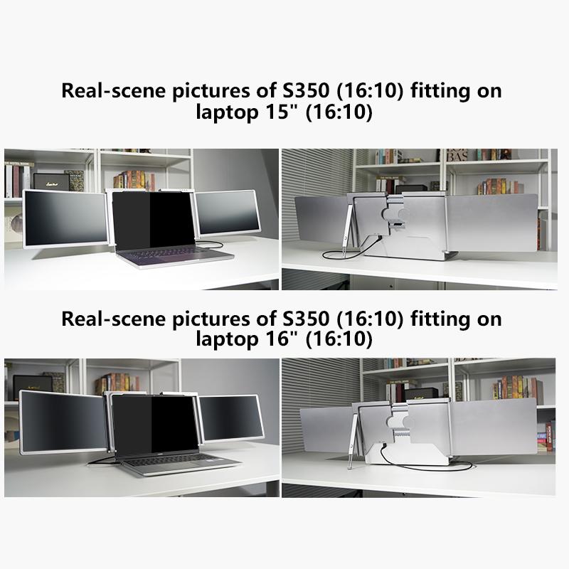 S350 Laptop Monitor Extender, 13.3" IPS Panel 1920x1200 FHD 1200P 60Hz Display, 1-Cable USB-C/USB-A External Monitor for Laptop Work, 1-Cable Easy Installation, Driver-Required First Setup, Compatible with Windows & Mac