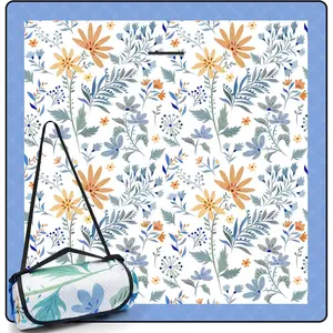 79x79 Inch Floral Waterproof Beach Blanket Foldable Sandproof Outdoor Camping Picnic Mat