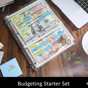 Viral Clear A4 Budget Binder with Cash Envelopes | 4-Ring Soft PVC Zipper Pouch Planner for Cash Stuffing