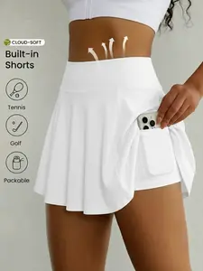 Women's High-Waisted Sports Skirt, Anti-See-Through Tennis Skirt, Running Yoga Pleated Skirt, Casual Fitted Fitness Skirt, Tennis Skorts